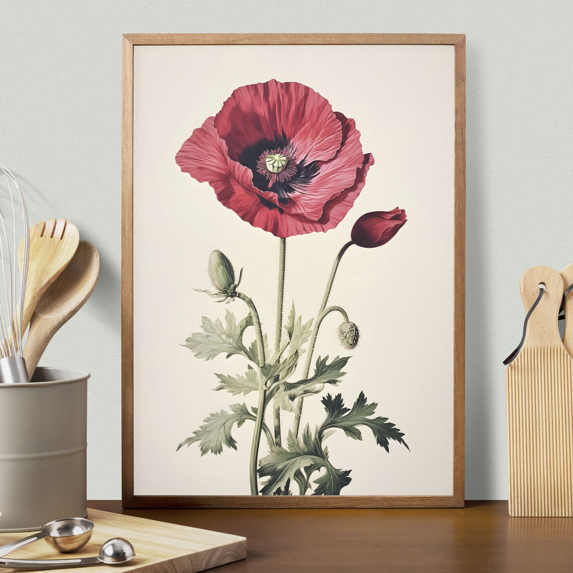 Poppy Botanical Vintage Poster, Floral Wall Art - Image 2
