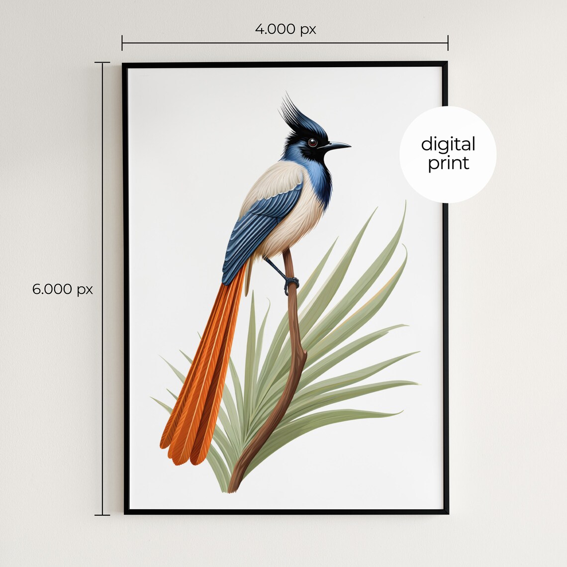 Paradise Flycatcher Botanical Guide Art Print - Image 2