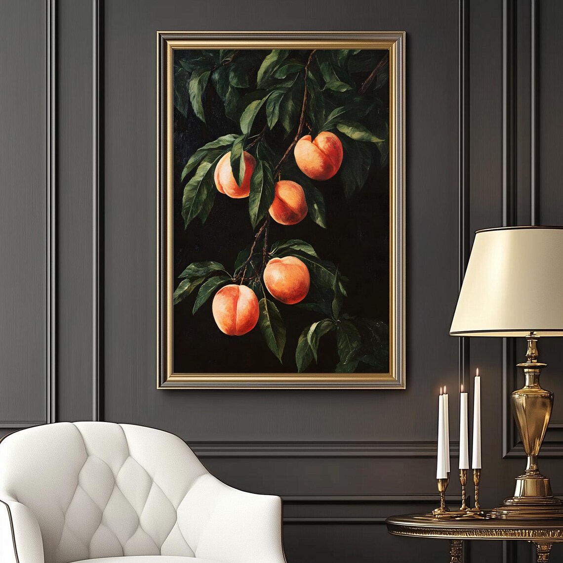 Peach Oil Painting Print, Vintage Botanical Poster - Image 2