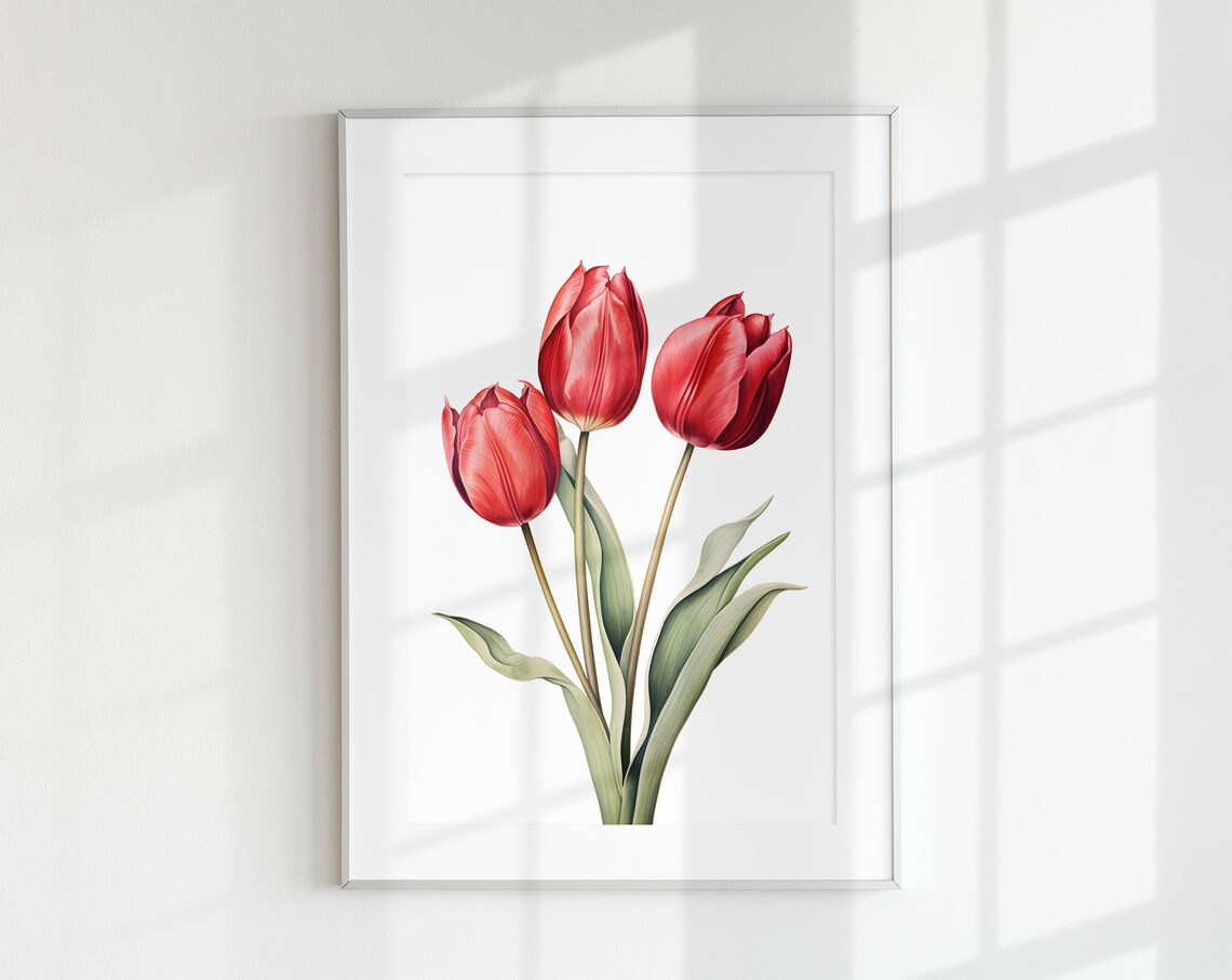 Tulip Botanical Vintage Poster, Floral Wall Art