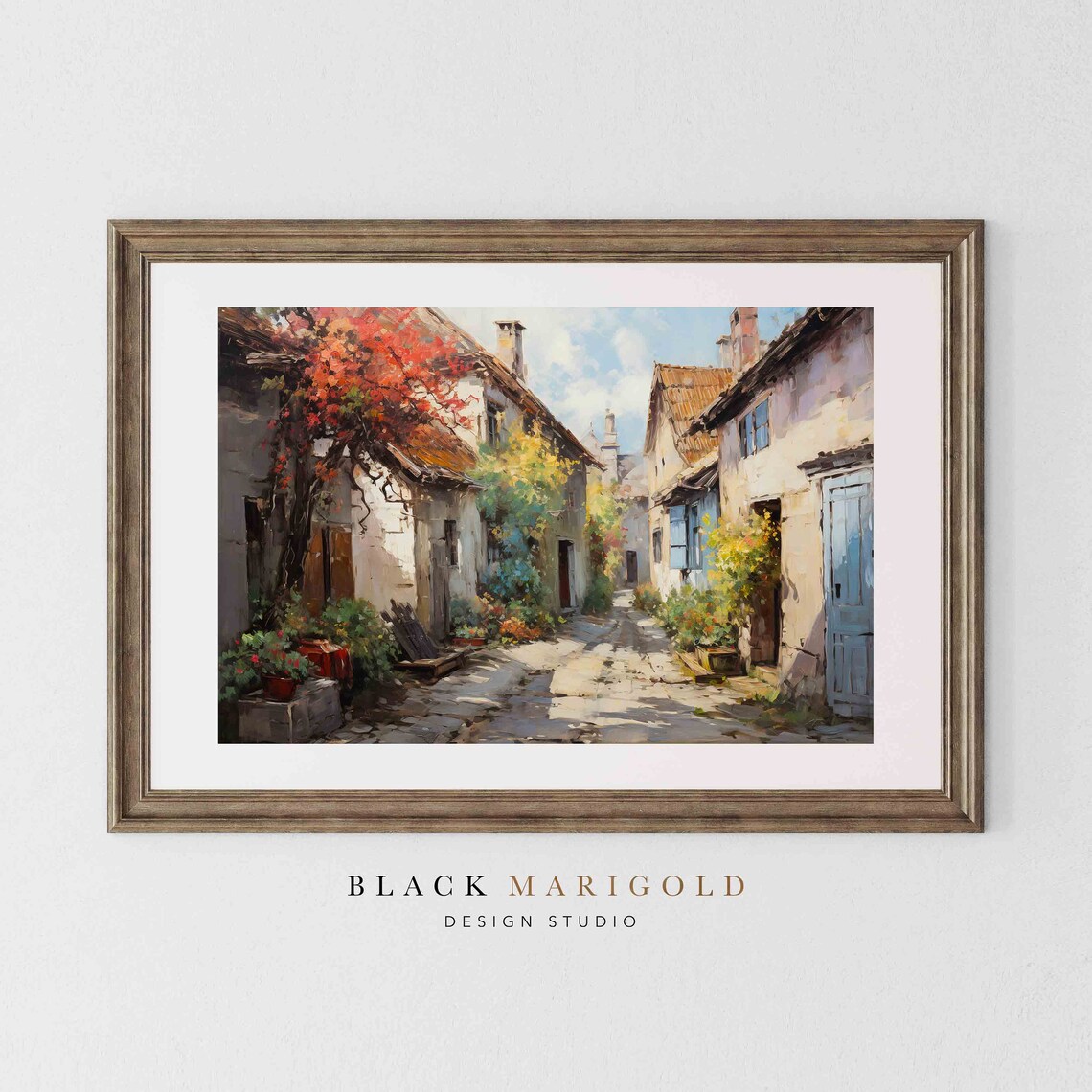 Hidden Lane Vintage Oil Painting Art Print - Image 2