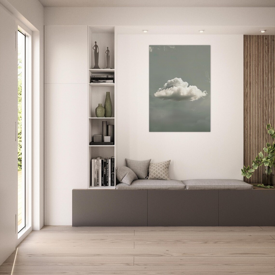 Minimalist Cloud Poster Soft Wall Art In Grey And White Timeless Design For Modern Rooms - Image 3