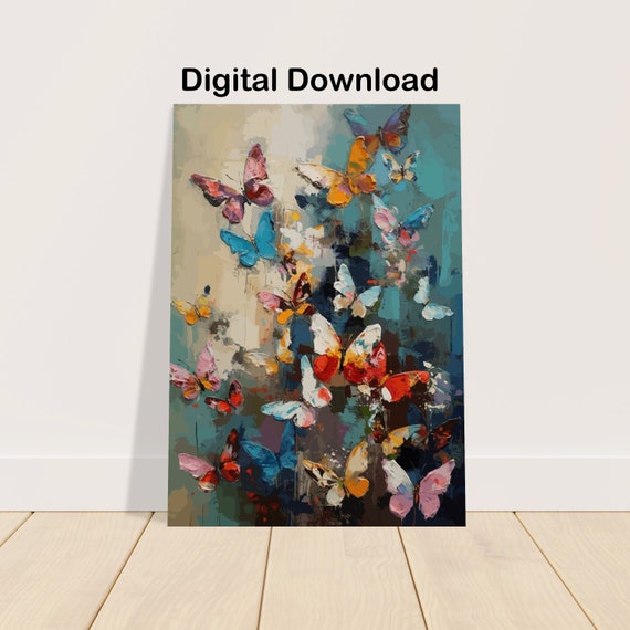 Colorful Butterfly Poster Print Vintage Style Abstract Colorful Butterflies