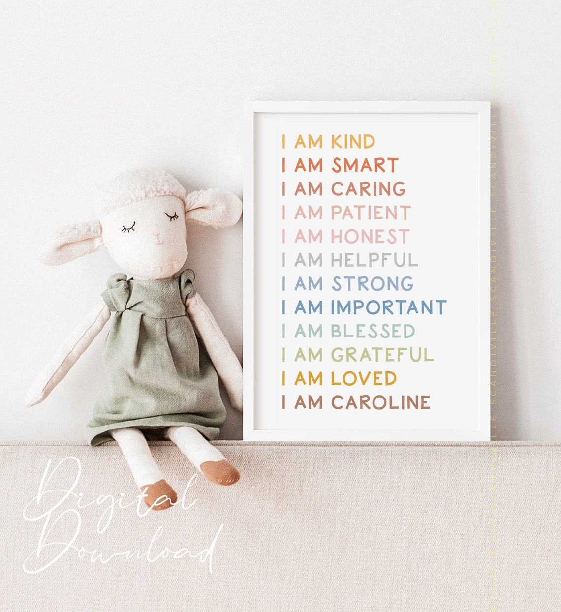 I Am Diana Personalized Name Affirmations Poster Kids Room Decor - Image 2