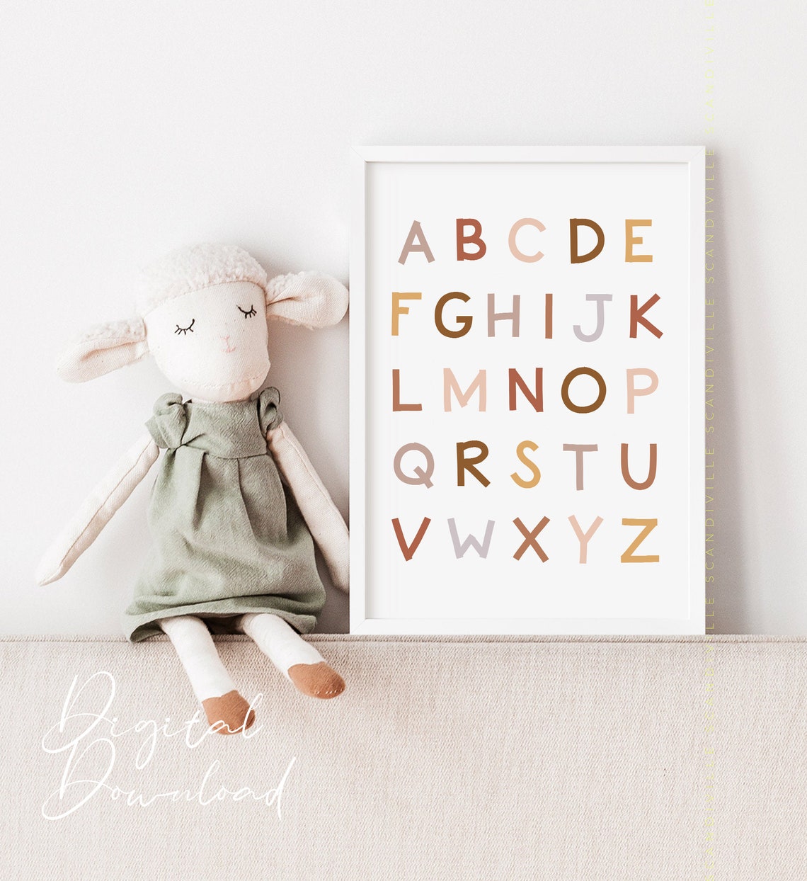 Boho Alphabet And Numbers Poster Set For Kids Nursery Room Decor - Image 2