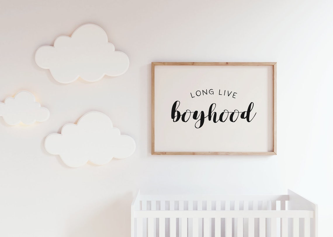 Long Live Boyhood Script Lettering Boys Nursery Decor Poster - Image 3