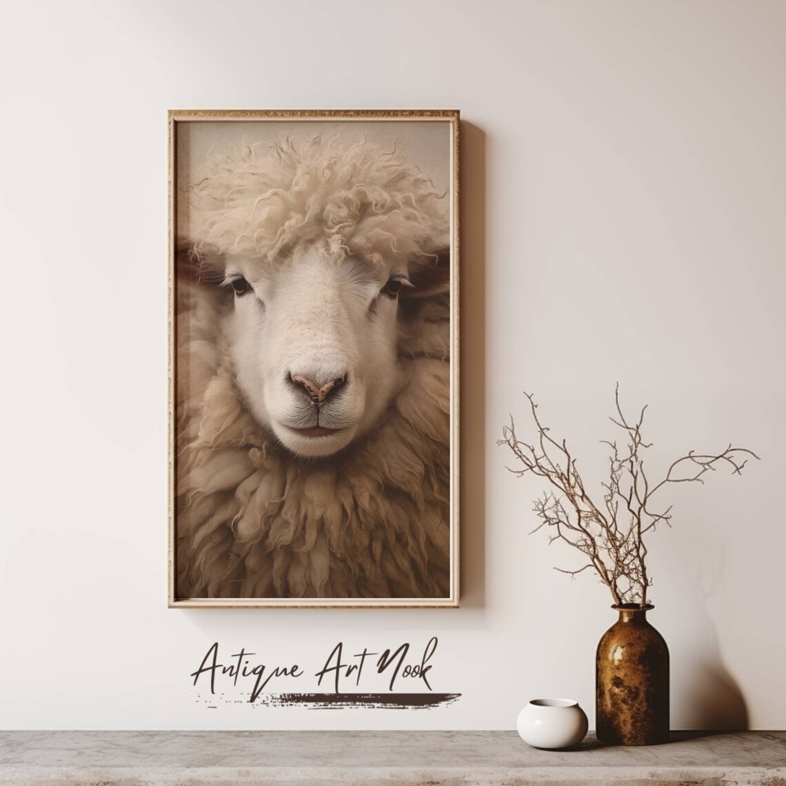 Sheep Wall Art, Cottagecore Landscape Art Print