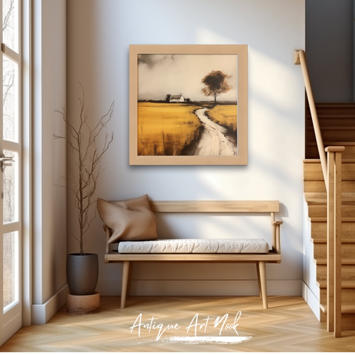 Winding Country Road Vintage Landscape Art Print - Image 2