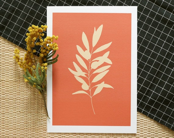 Olive Branch Watercolor Terracotta Art Print
