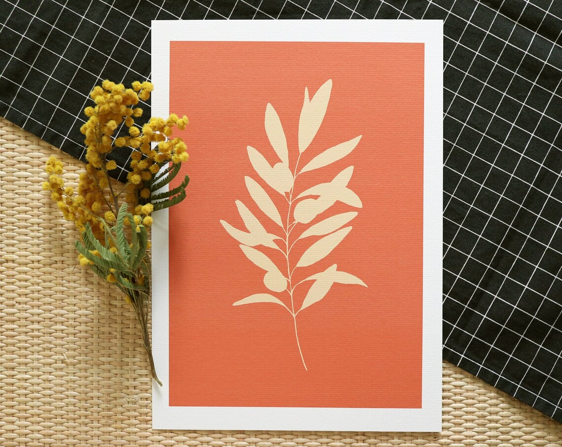 Olive Branch Watercolor Terracotta Art Print
