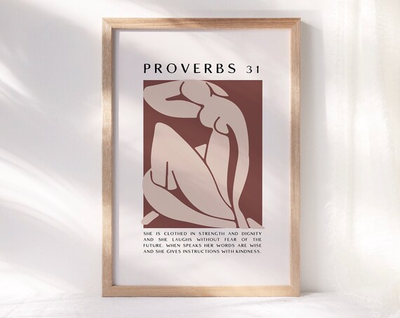 Proverbs 31 She Is Clothed In Strength And Dignity Matisse Poster Christian Quote Bible Verse Wall Art