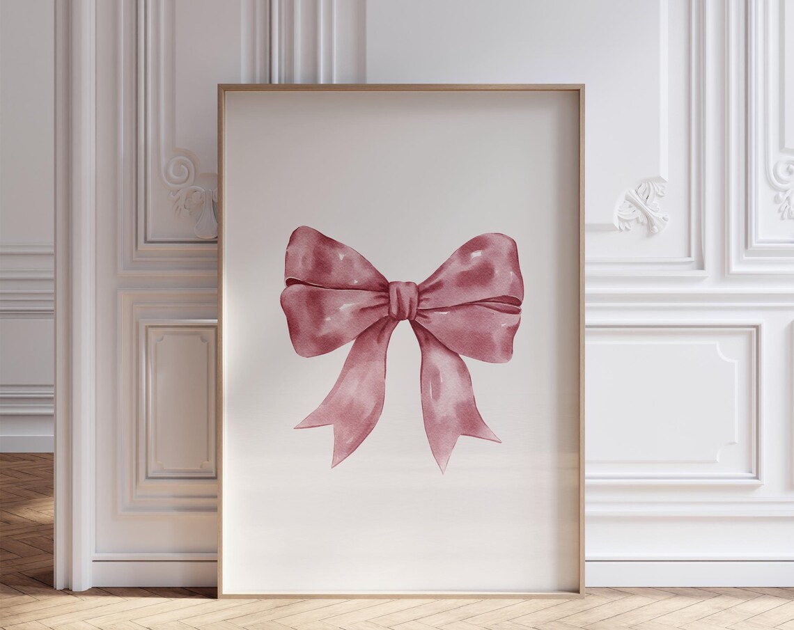 Bow Nursery Print, Coquette Preppy Decor Art Print