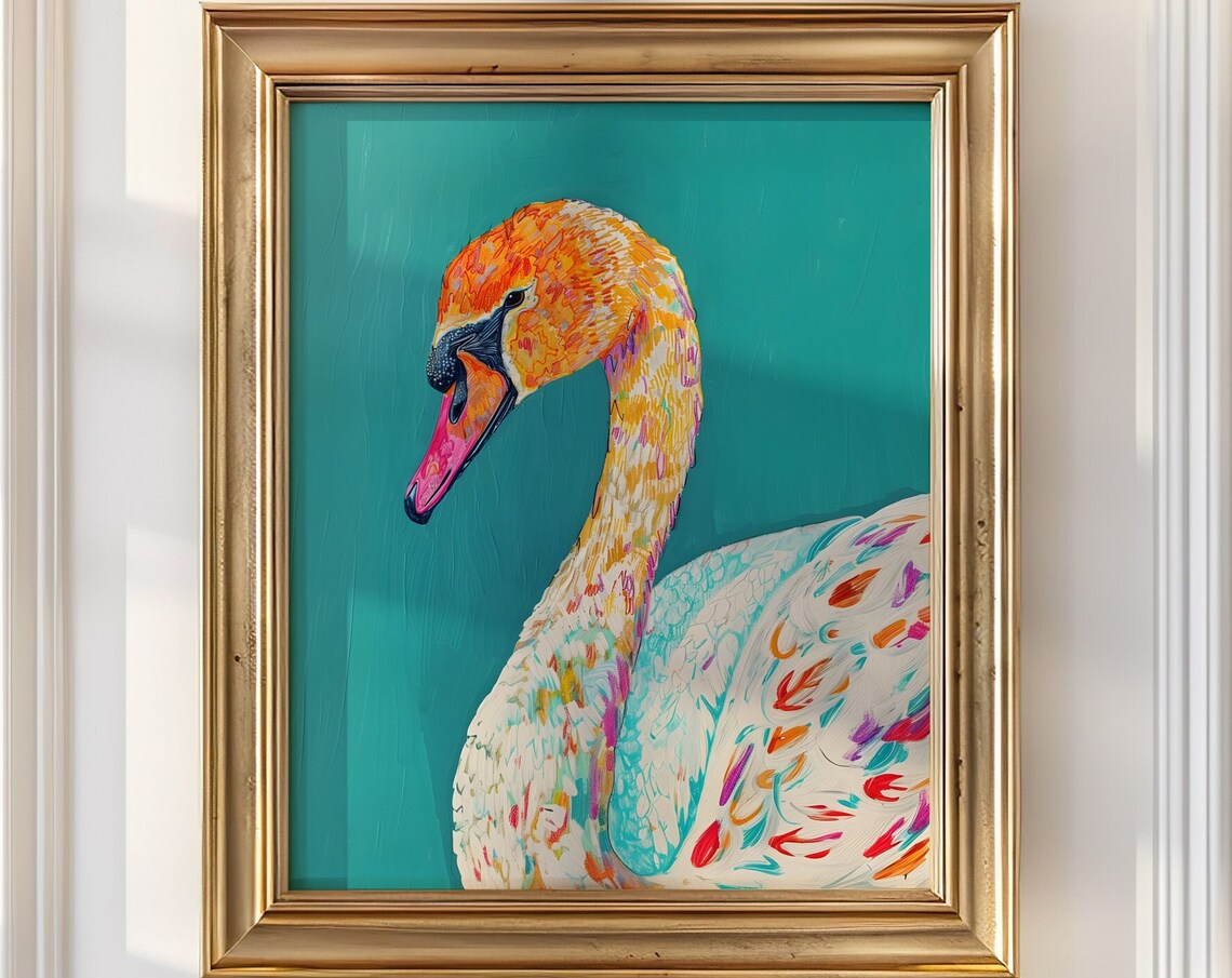 Blue Swan Modern Balletcore Nursery Art Print - Image 2