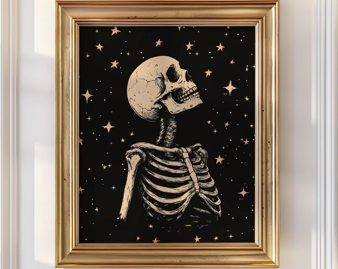 Starry Skeleton Poster, Gothic Halloween Decor - Image 4