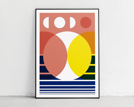 Abstract Geometric Art Print Colorful Modern Wall Art With Bold Shapes Minimalist Circle Design Perfect For Contemporary Home Decor