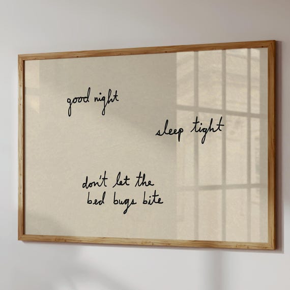 Good Night Handdrawn Typography Poster, Neutral Bedroom Decor