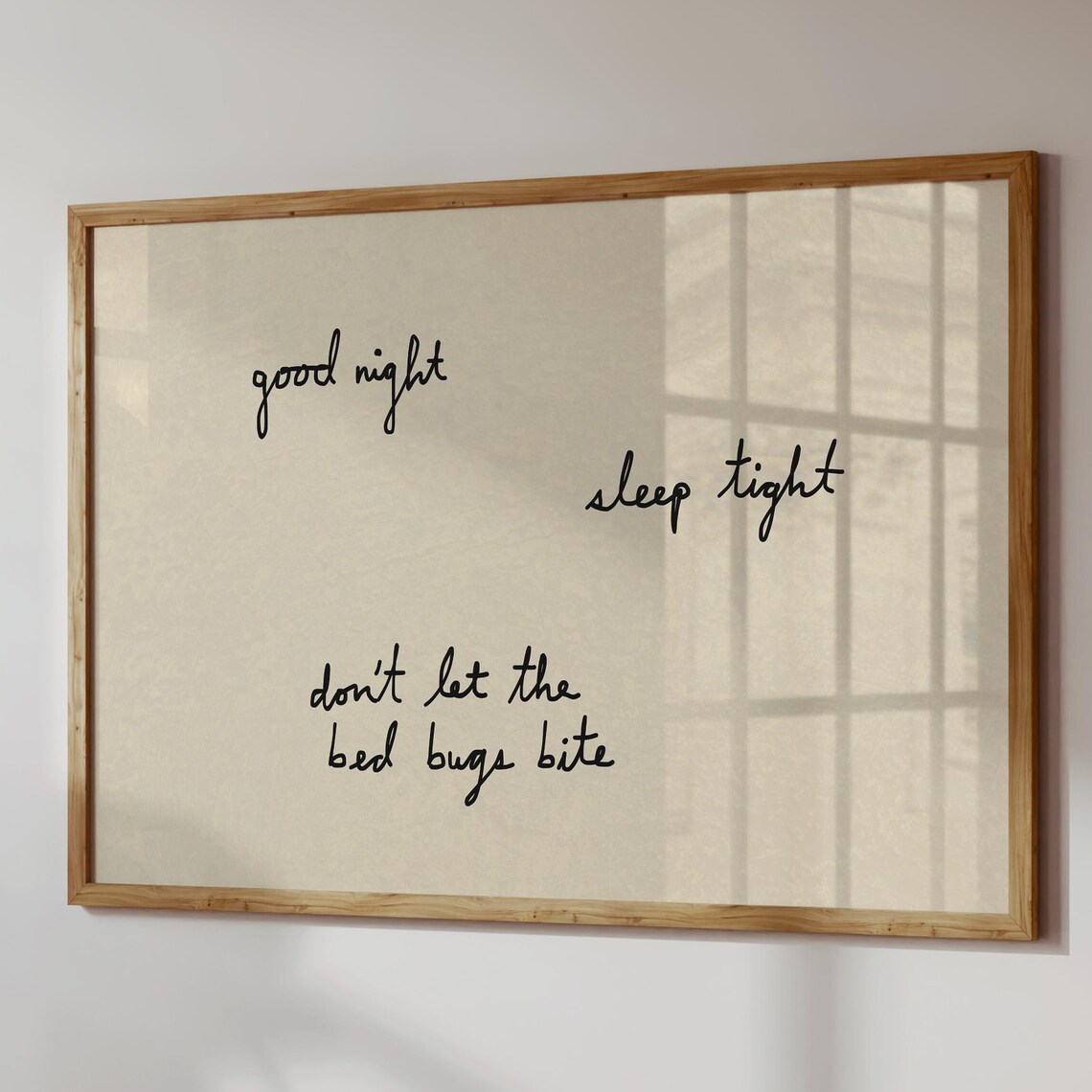 Good Night Handdrawn Typography Poster, Neutral Bedroom Decor