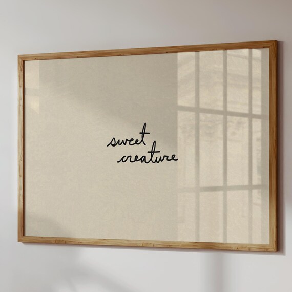 Sweet Creature Print Neutral Nursery Wall Art Minimalist Home Decor Digital Download Horizontal