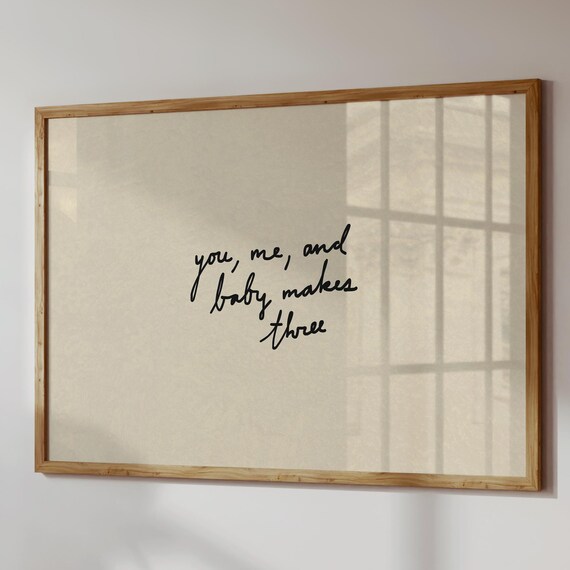 You Me And Baby Print Neutral Nursery Decor Handdrawn Quote Art Digital Download Horizontal