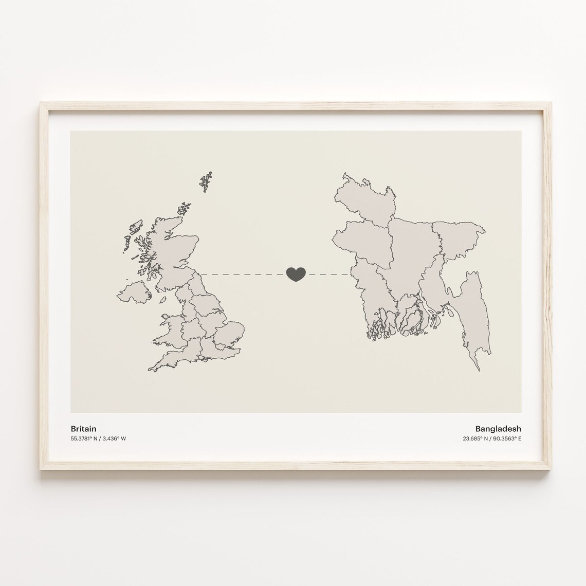 Britain To Bangladesh Minimalist Connection Map Poster