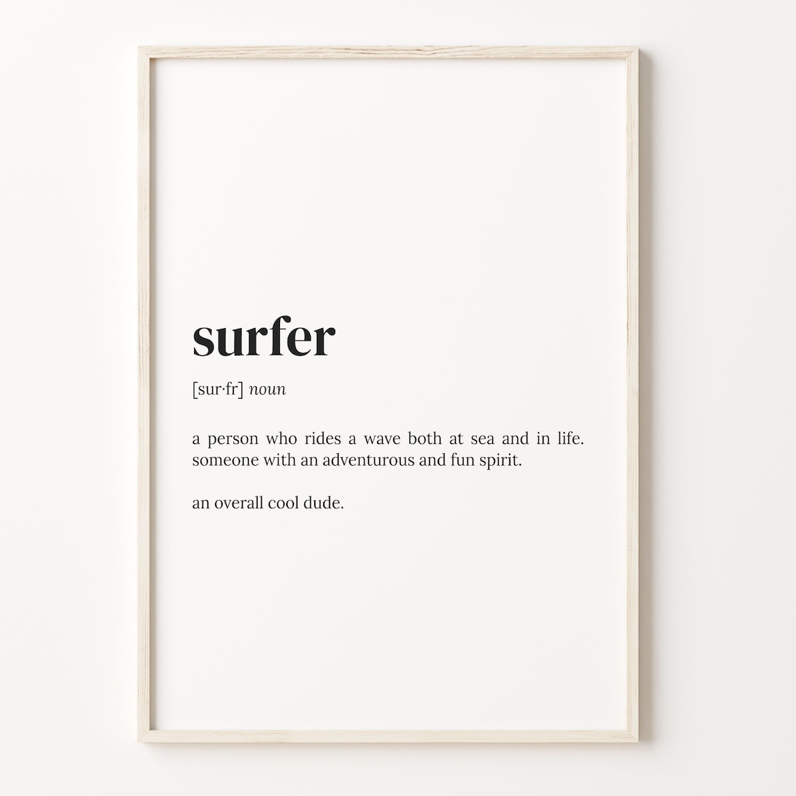 Surfer Definition Dictionary Poster Quote Art Print