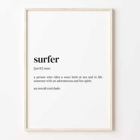 Surfer Definition Dictionary Poster Quote Art Print