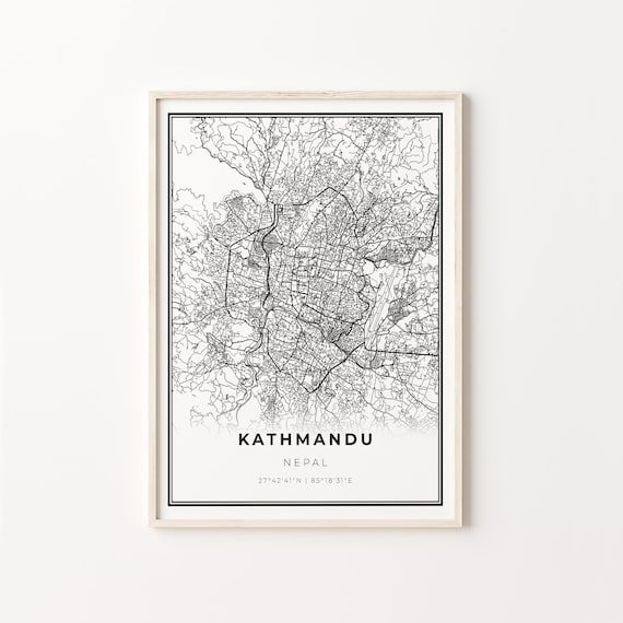 Kathmandu Nepal Minimalist Black And White City Map Art Poster