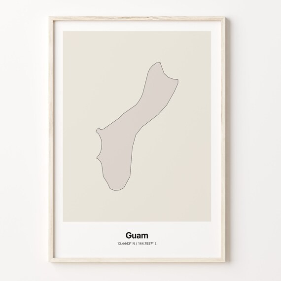 Guam Minimalist Country Map With Coordinates Line Art Poster