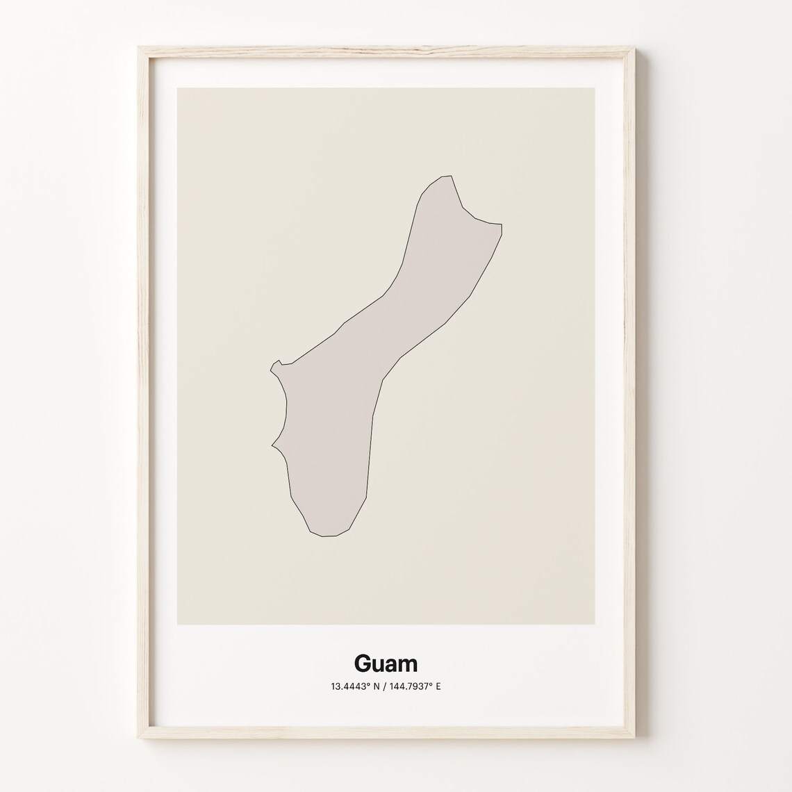 Guam Minimalist Country Map With Coordinates Line Art Poster