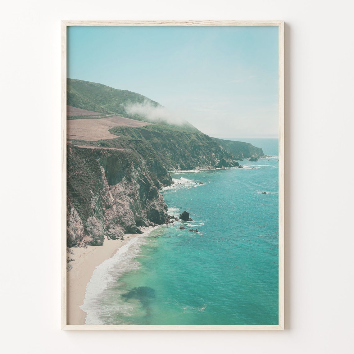 Rocky Coastal Cliffs And Turquoise Water Beach Sunset Poster