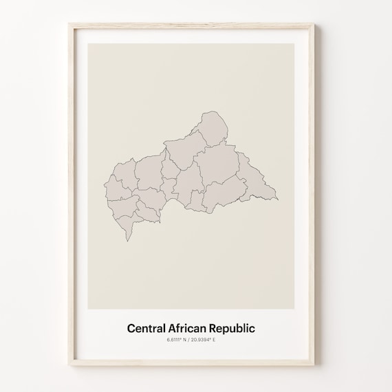Central African Republic Minimalist Line Art Country Map Neutral Decor Poster