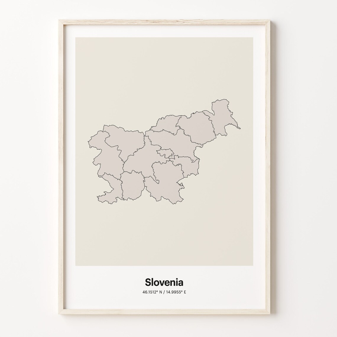 Slovenia Minimalist Map Poster With Printed Coordinates Neutral Home Decor