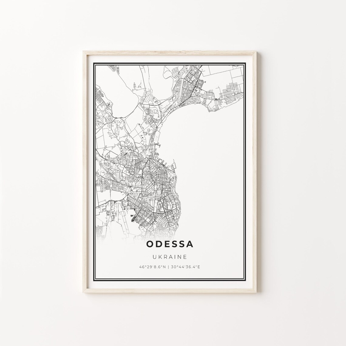 Odessa Ukraine Black White Minimalist City Street Map Art Poster
