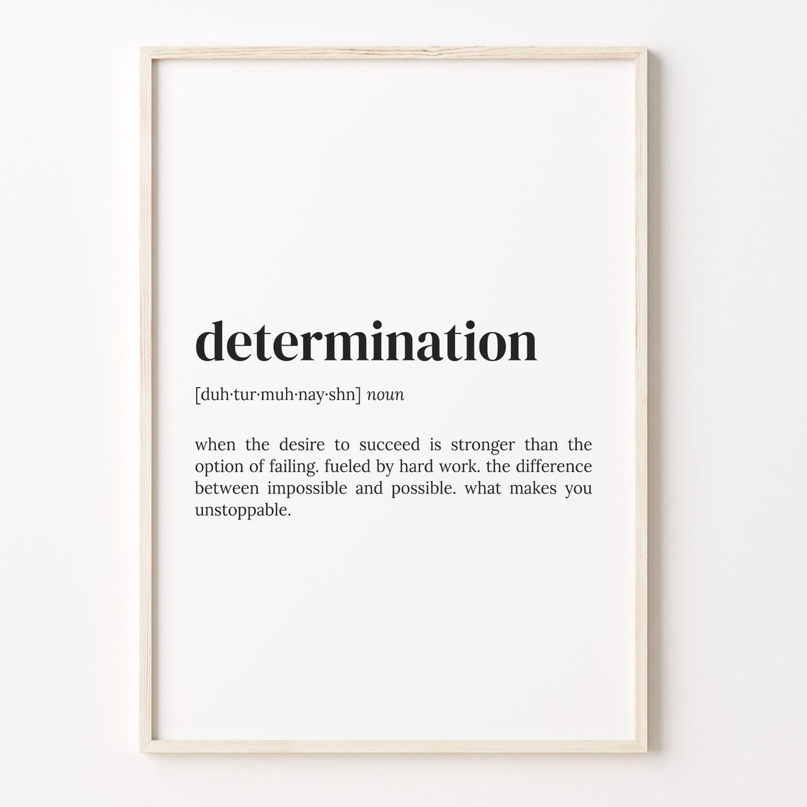Determination Definition Dictionary Quote Art Print