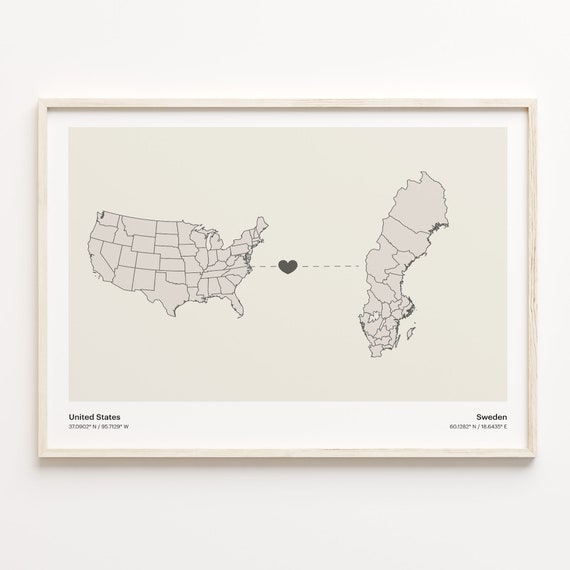 United States to Sweden Connection Map Poster