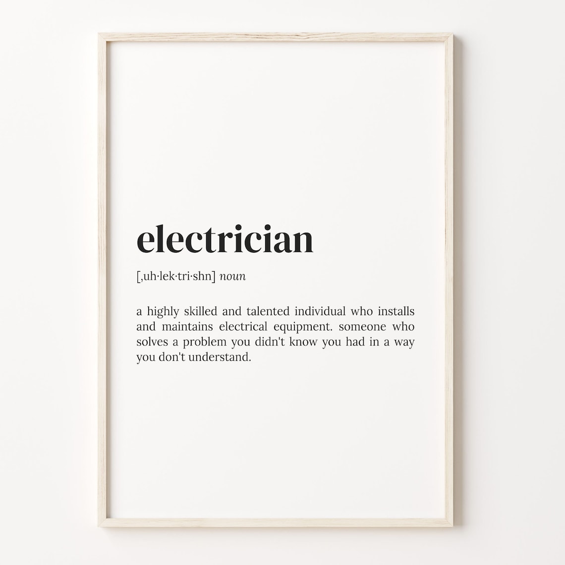 Electrician Definition Dictionary Quote Poster