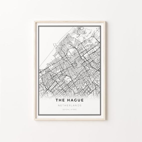 The Hague Netherlands Minimalist Black and White City Map Poster