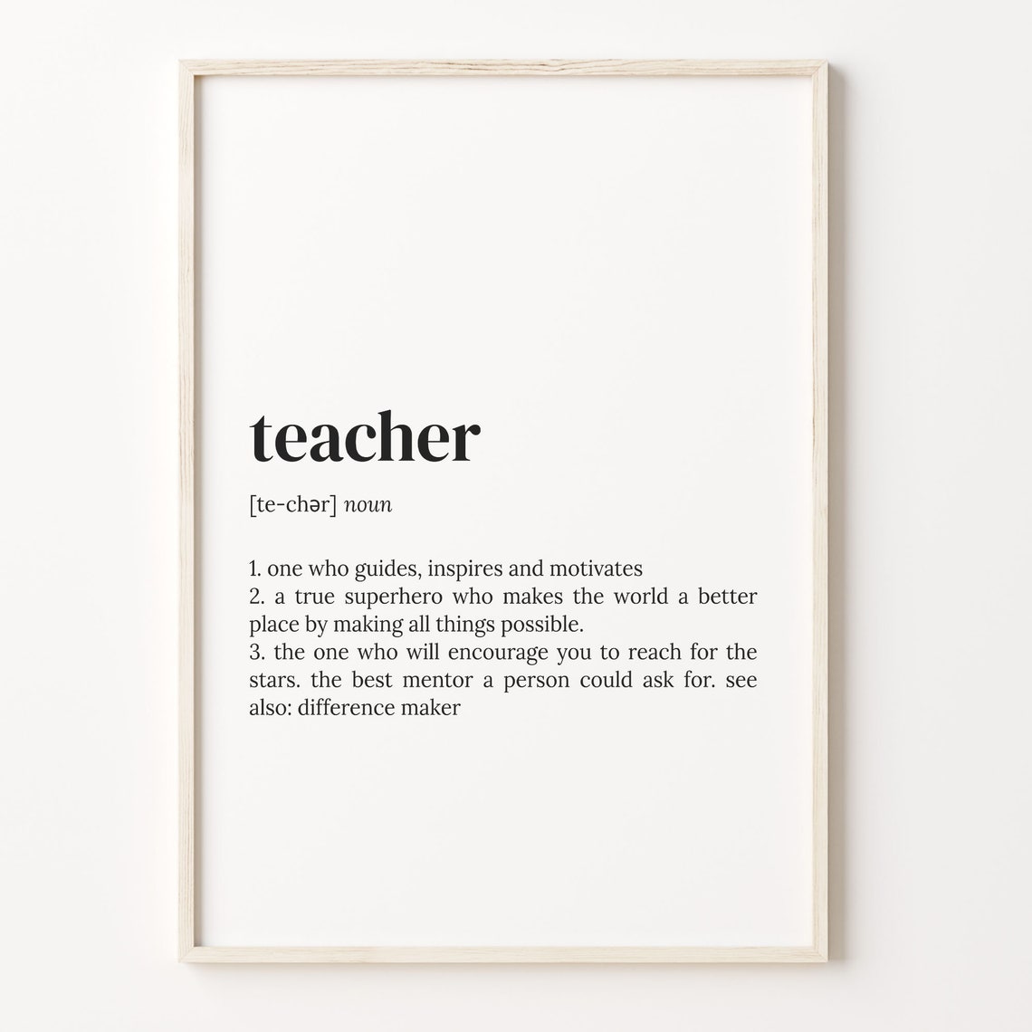 Teacher Dictionary Definition Quote Minimalist Typography Print