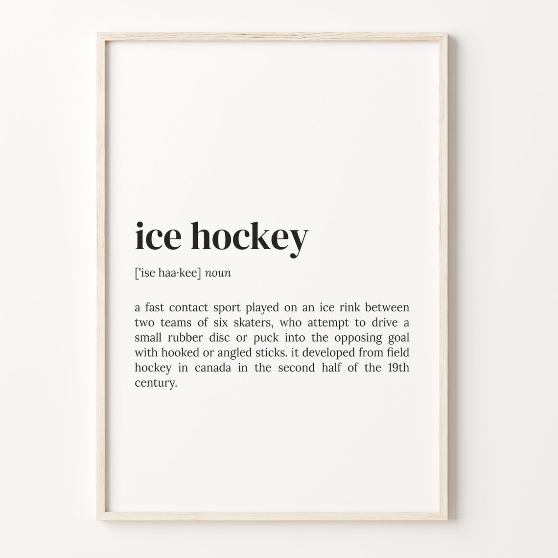 Ice Hockey Definition Dictionary Meaning Sports Quote Poster
