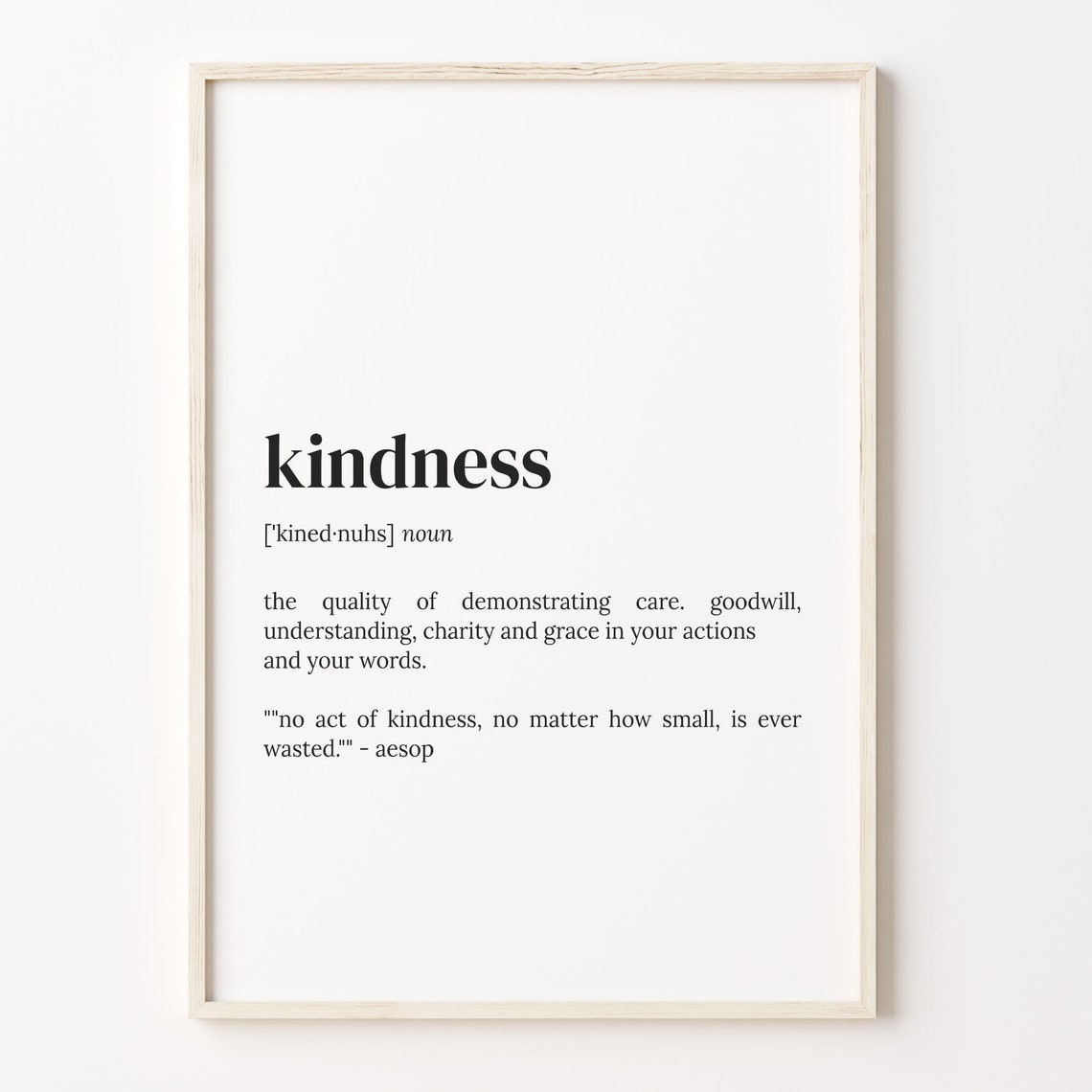 Kindness Meaningful Definition Dictionary Typography Art Poster