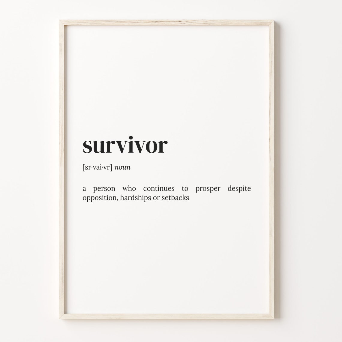 Survivor Definition Print Dictionary Poster Quote Wall Art Survivor Print Motivational Quote Motivation Gift Gift Ideas C17 442