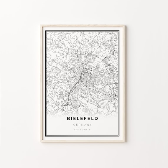 Bielefeld Germany Modern Black And White Street Map Coordinates Poster