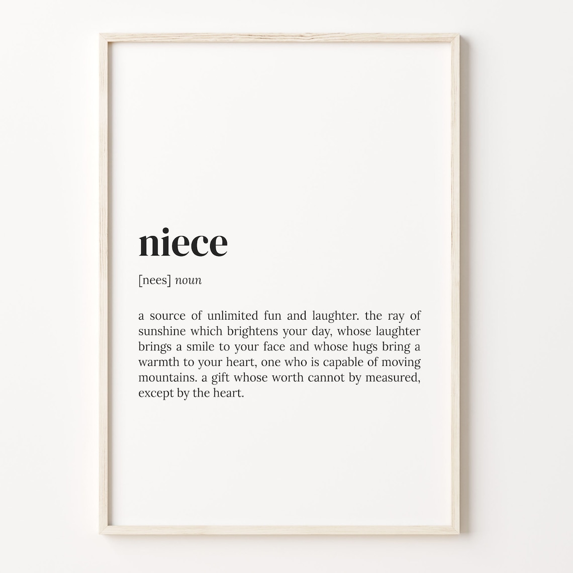 Niece Definition Dictionary Quote Art Print