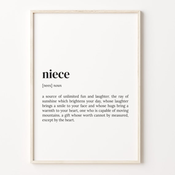 Niece Definition Dictionary Quote Art Print