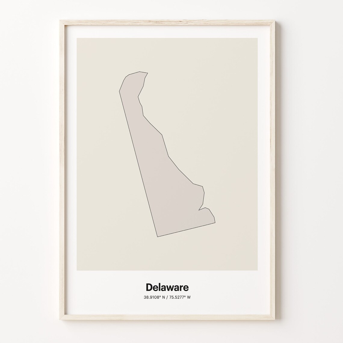 Delaware Minimalist Line Art State Map Neutral Home Decor Poster