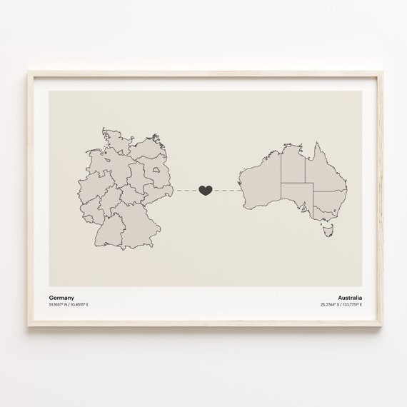 Germany To Australia Minimalist Map Travel Poster