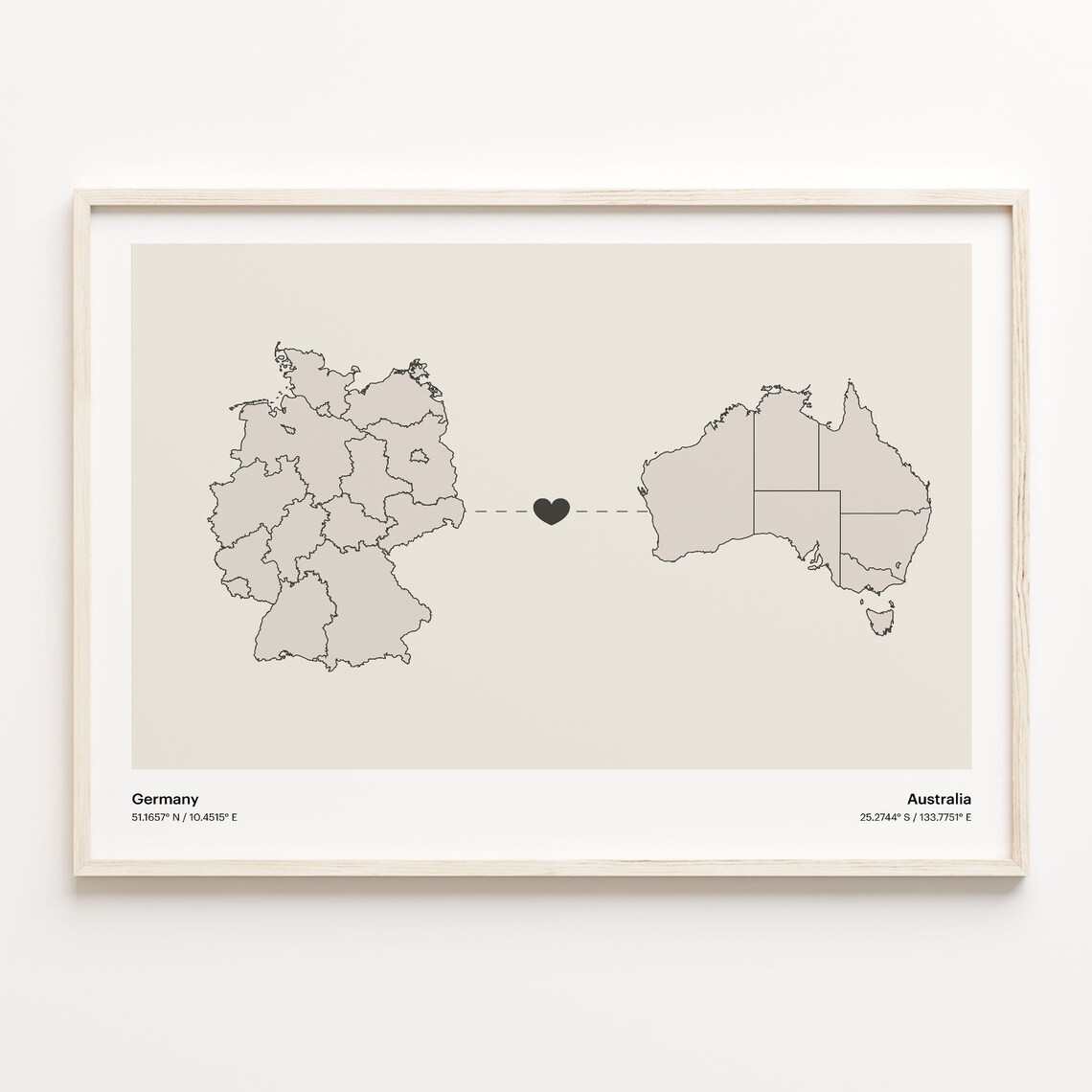 Germany To Australia Minimalist Map Travel Poster
