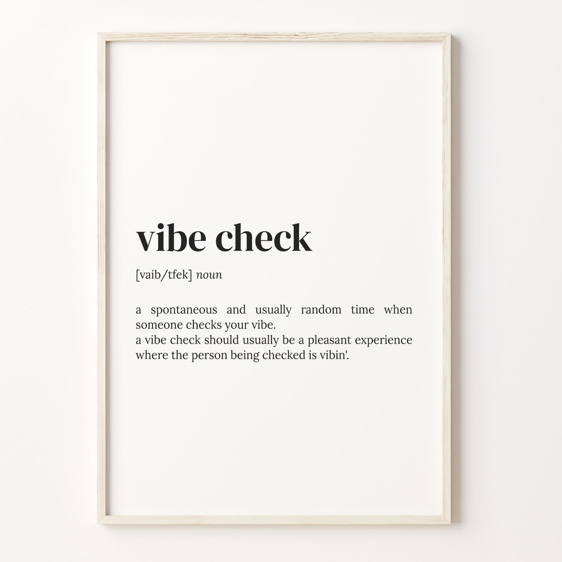 Vibe Check Dictionary Definition Typography Funny Quote Poster