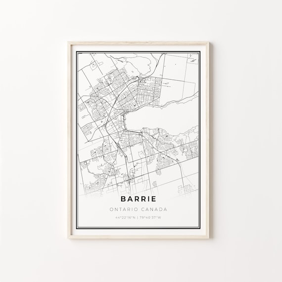 Barrie Ontario Canada City Map Minimalist Black and White Poster