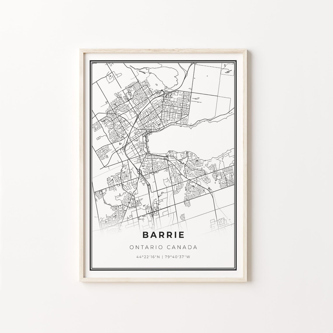 Barrie Ontario Canada City Map Minimalist Black and White Poster